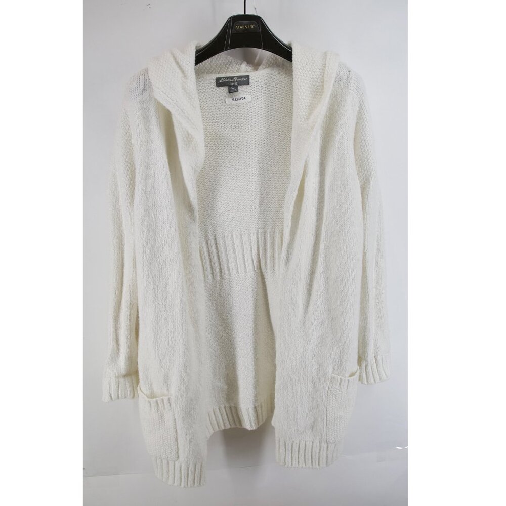 Eddie Bauer Cardigan‎ Sweater Cowl Neck Open Front Cardigan White M